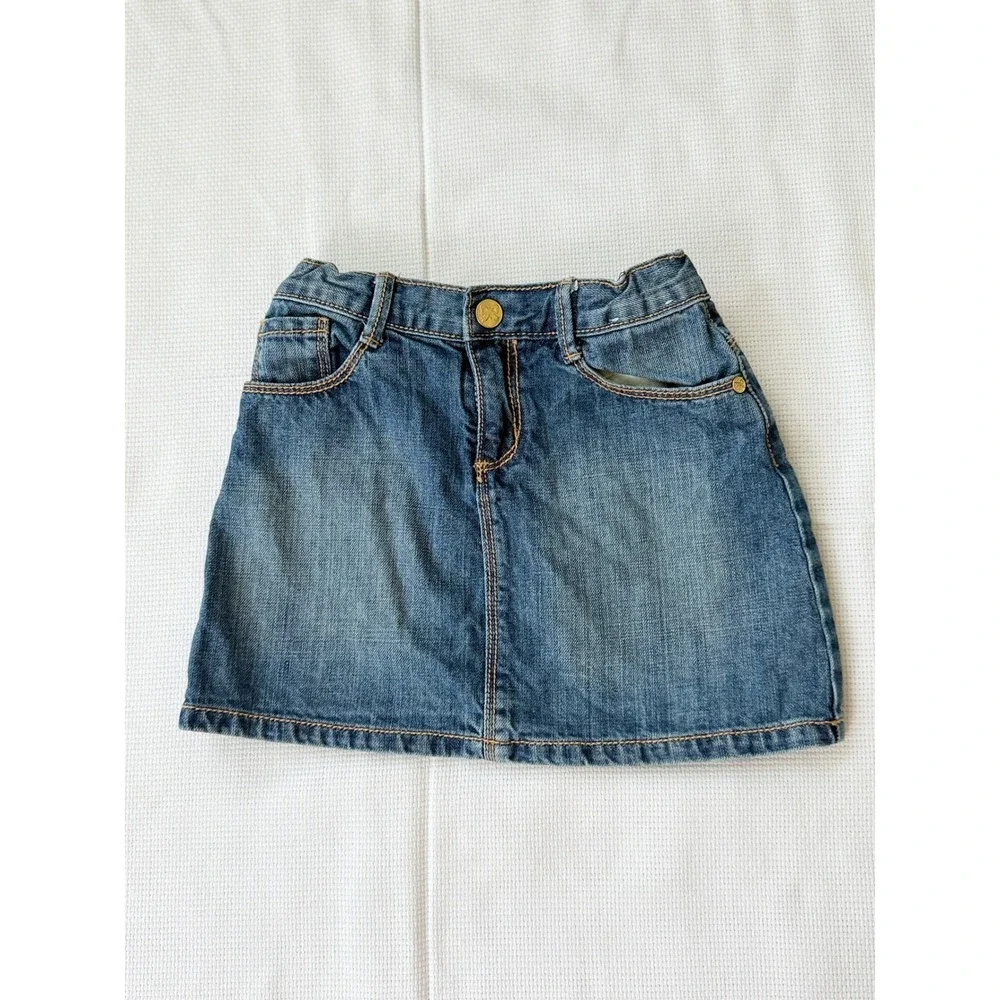 Gymboree Girls Medium Wash Denim Mini Skirt Adjustable Waist Size 6